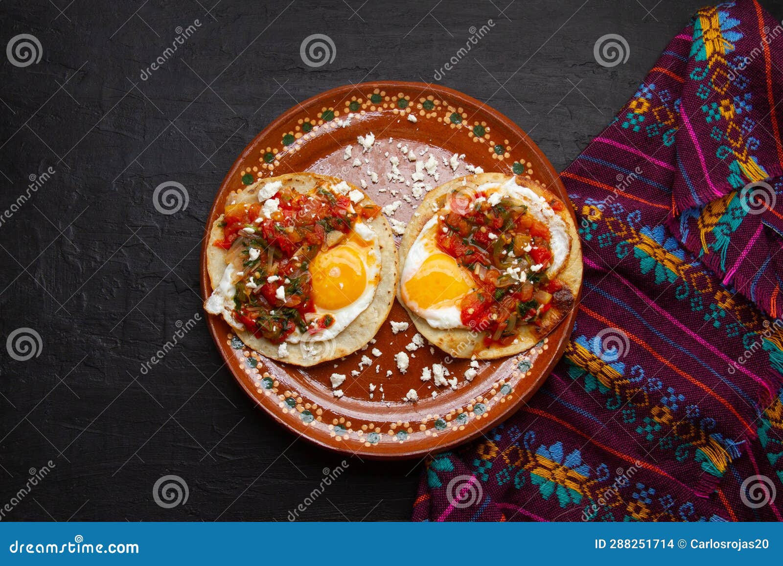 Delicious Huevos Rancheros: a Mexican Breakfast Classic Stock Photo