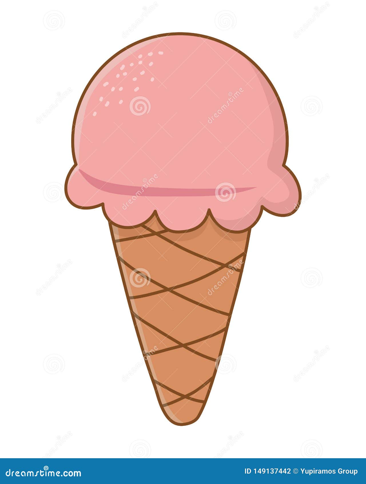 Delicious Ice Cream with One Scoop Cartoon Stock Vector - Illustration of  scoops, cream: 149137442
