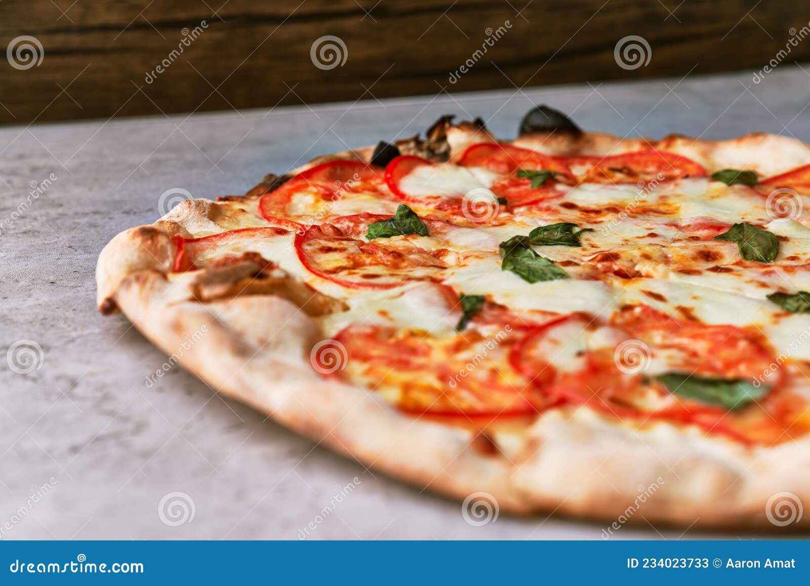 Delicious Italian Pizza on a Concrete Surface Stock Image Image of