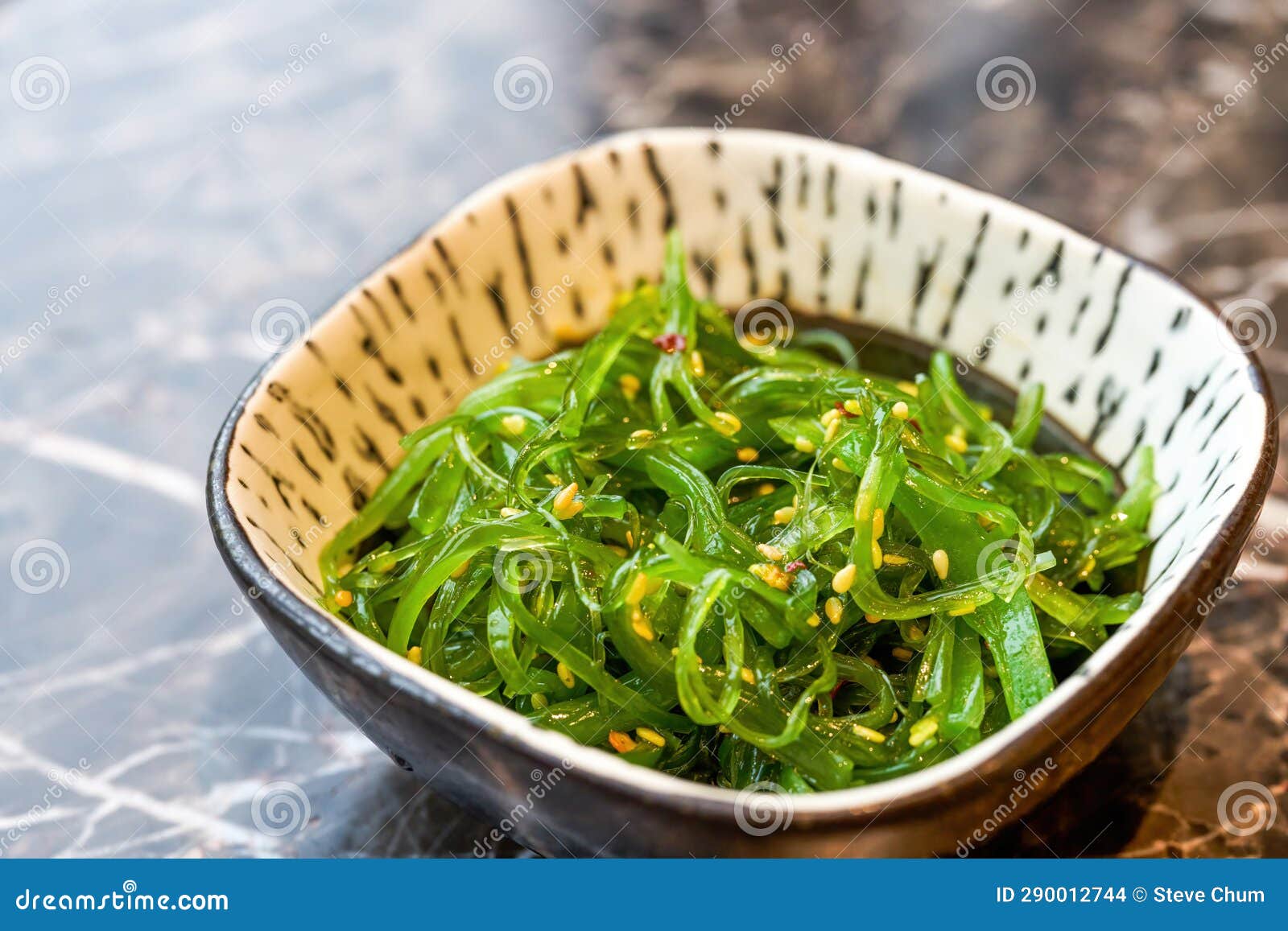 A Delicious Japanese Dish with Cold Chinese Seaweed Stock Photo