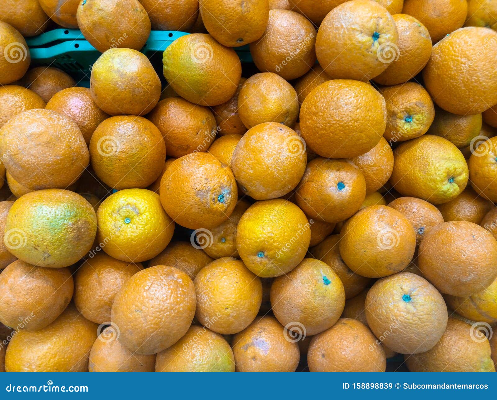 Delicious Juicy Ripe Oranges On The Supermarket Counter Stock Image