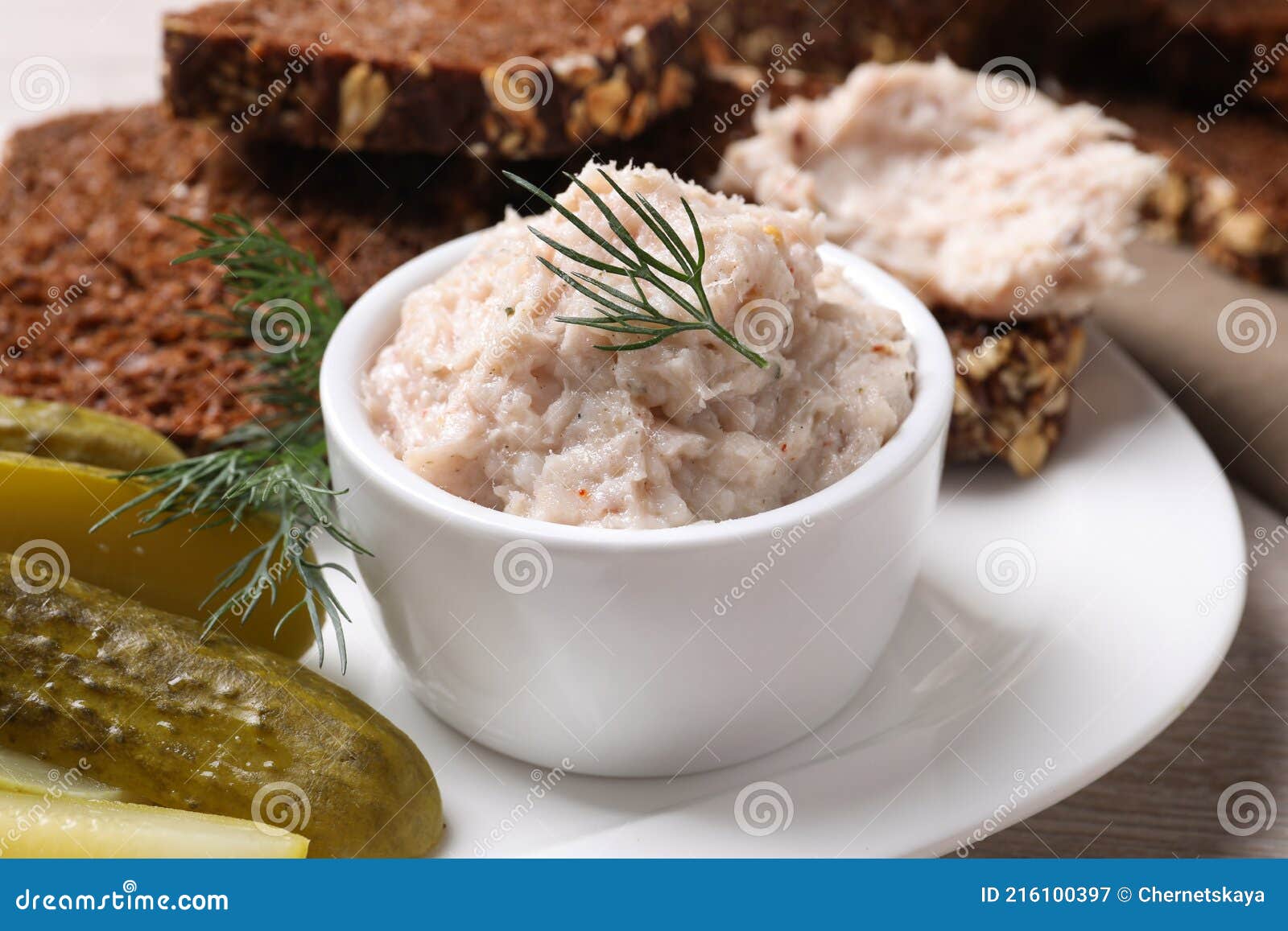 Delicious Lard Spread, Bread and Pickles on Table, Closeup Stock Image Image of dill, lard