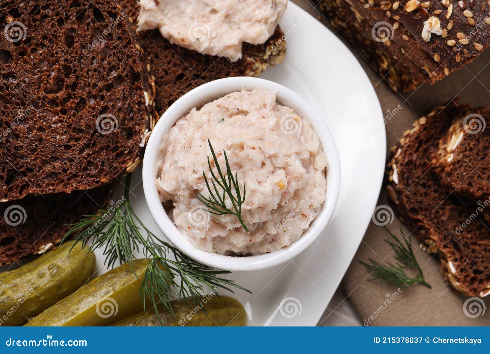 Delicious Lard Spread, Bread and Pickles on Table, Flat Lay Stock Image Image of gastronomy