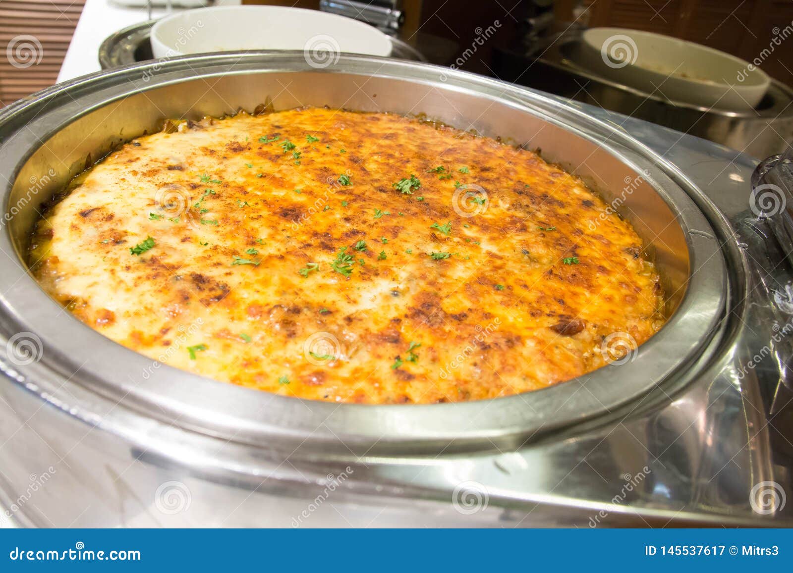 Delicious Lasagna in Hot Dish for Buffet Stock Image Image of