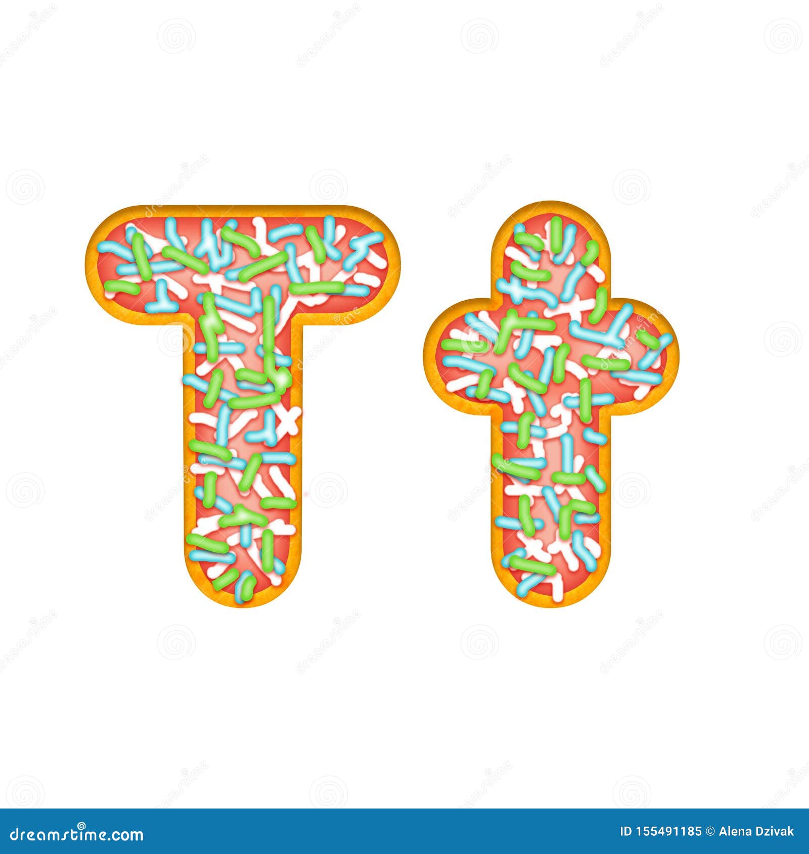 delicious letter tt t donut colored glaze sprinkling isolated white background image