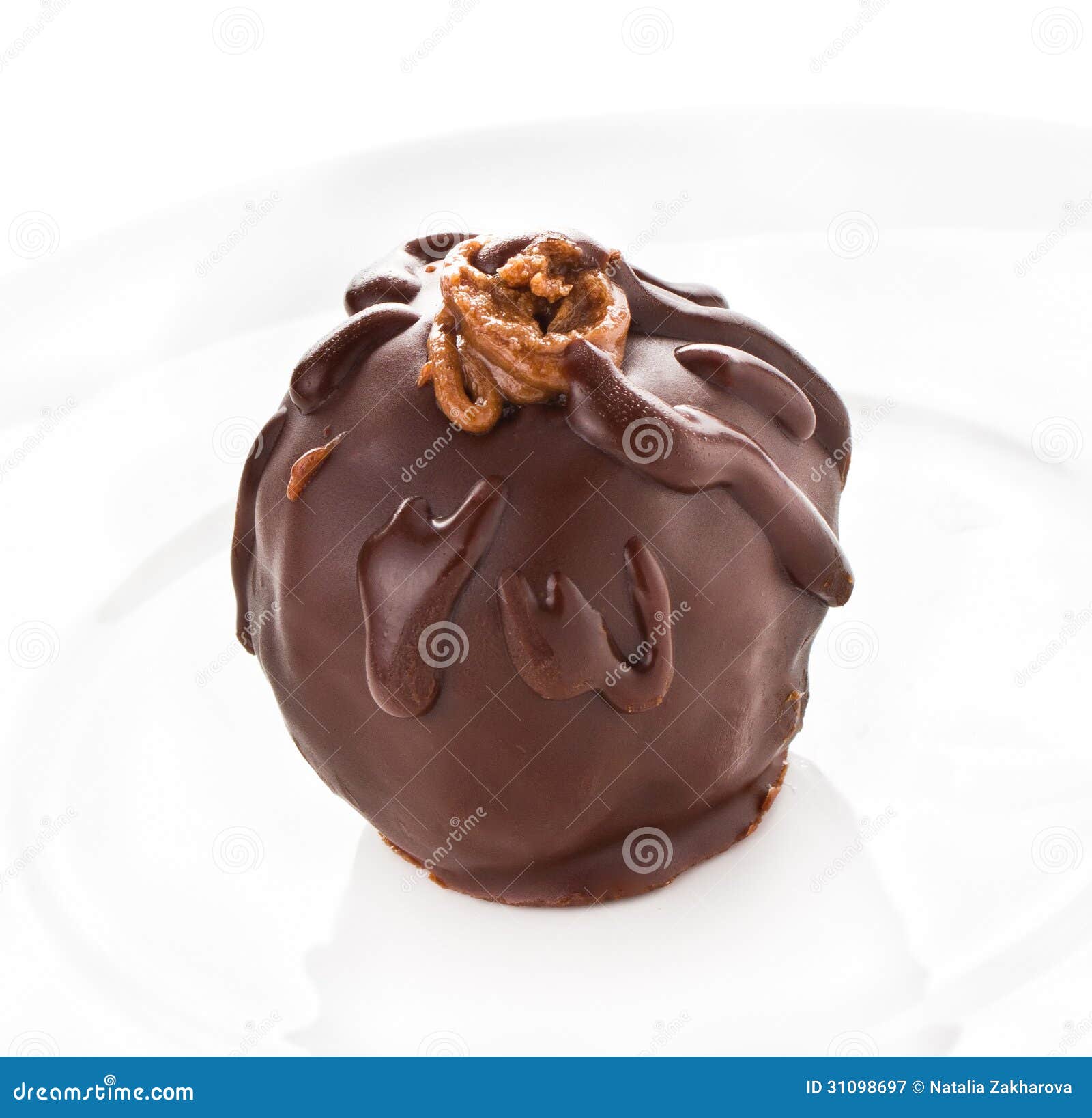 Delicious Liqueur Dark Chocolate Candy on a White Background, Ma Stock