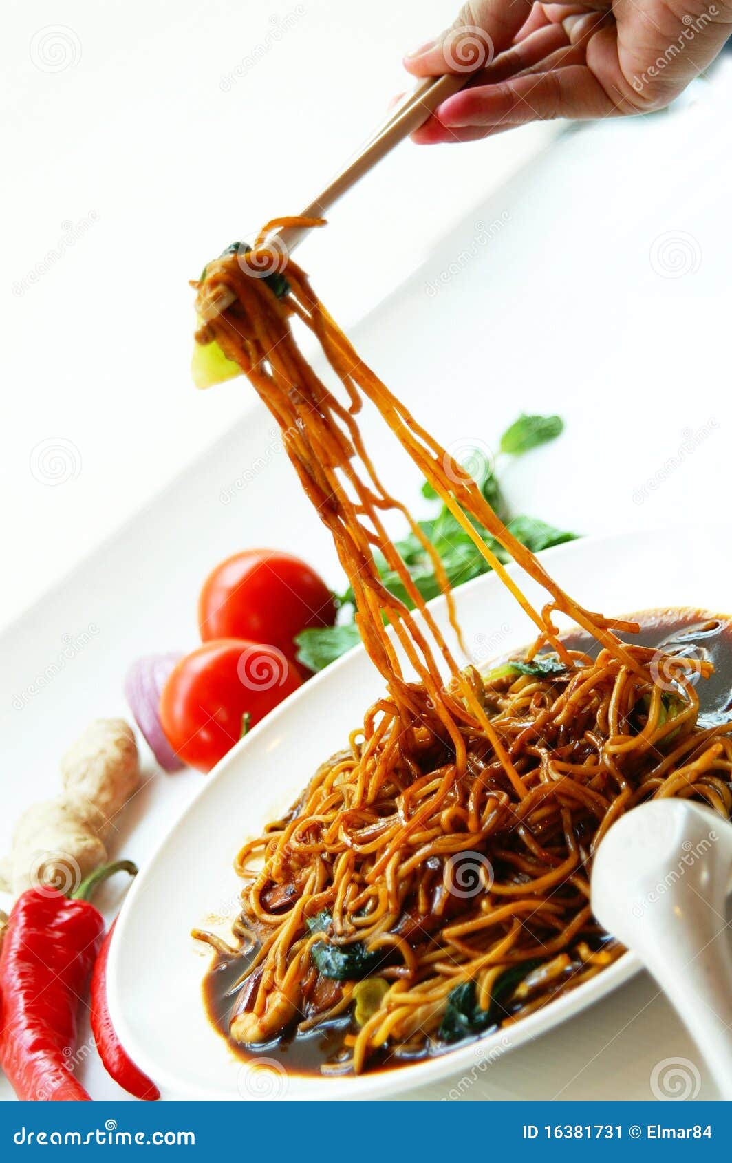delicious noodle and chopstick