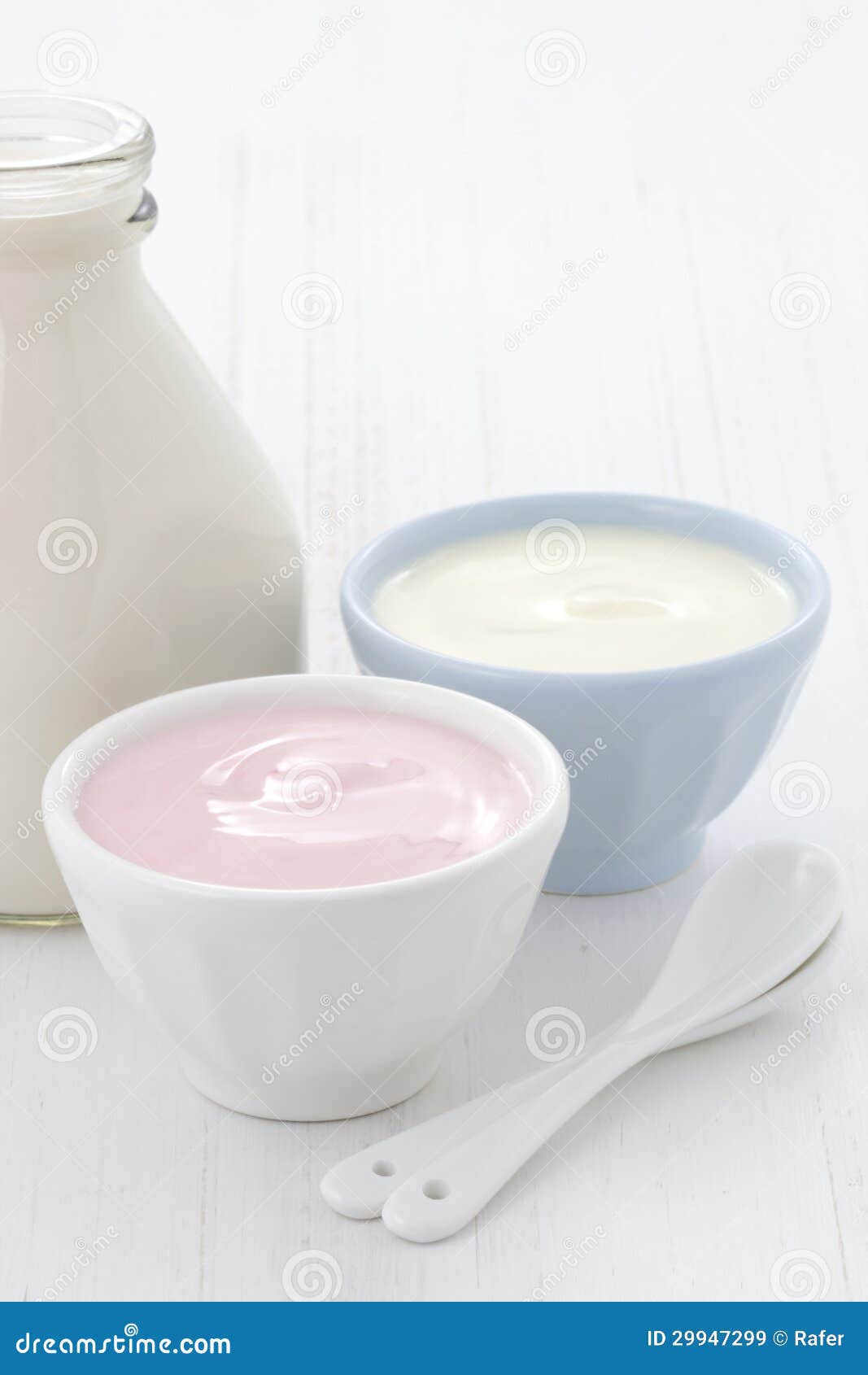 Milk Bottle and Plain Yogurt Stock Image Image of smooth, spoon 29947299