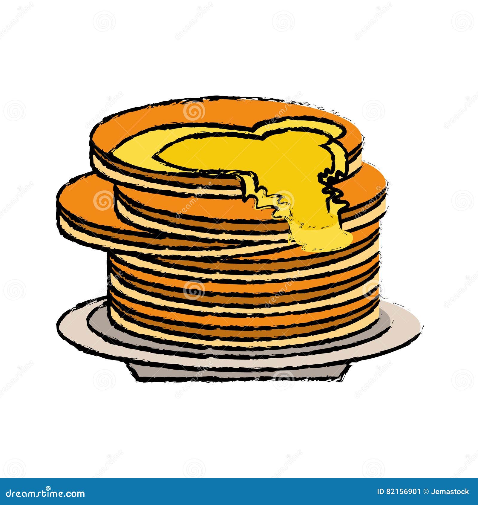 Delicious Pancakes Maple Syrup Sketch Stock Vector Illustration of