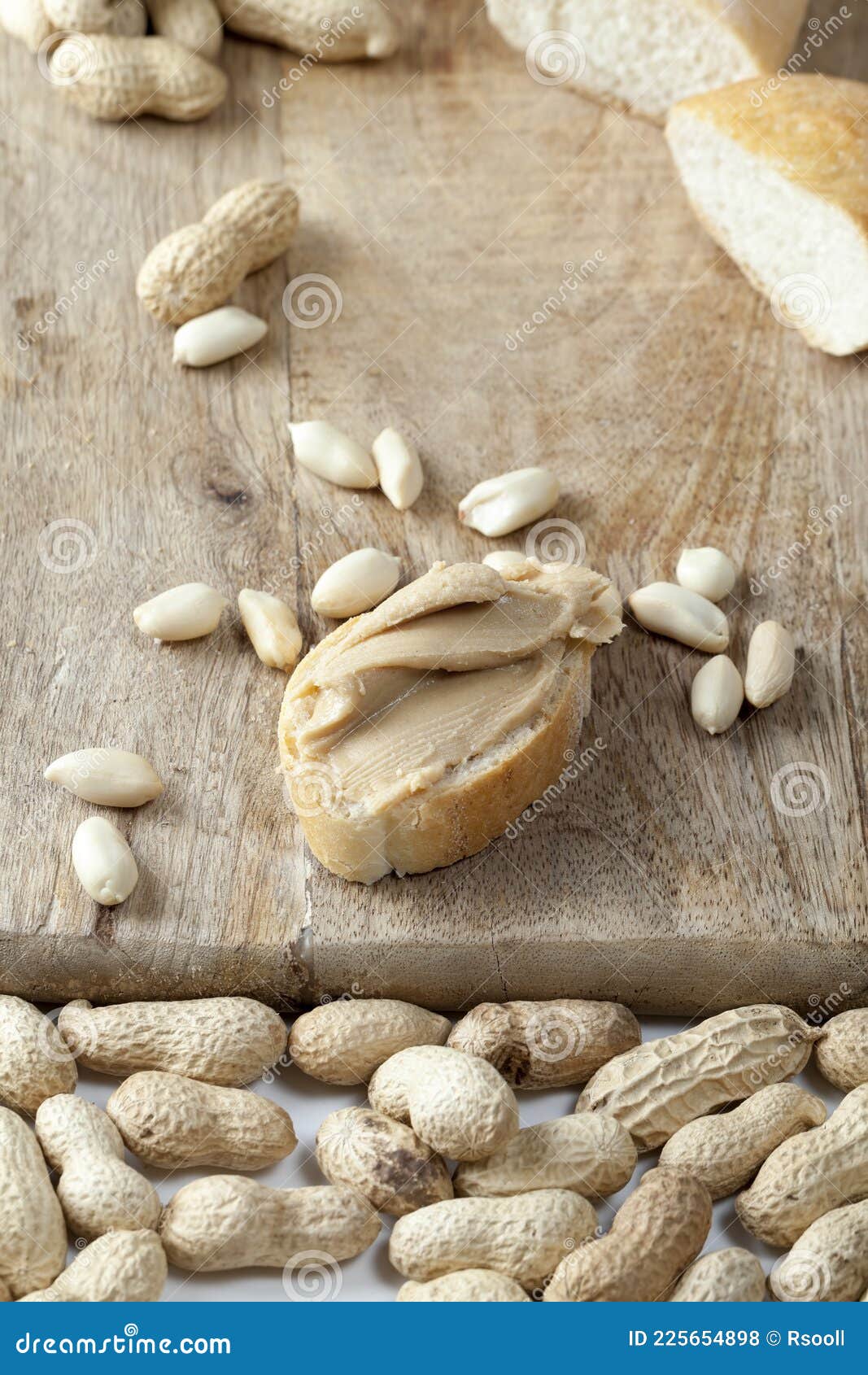 Delicious Peanut Butter and White Bread, Close Up Stock Photo Image