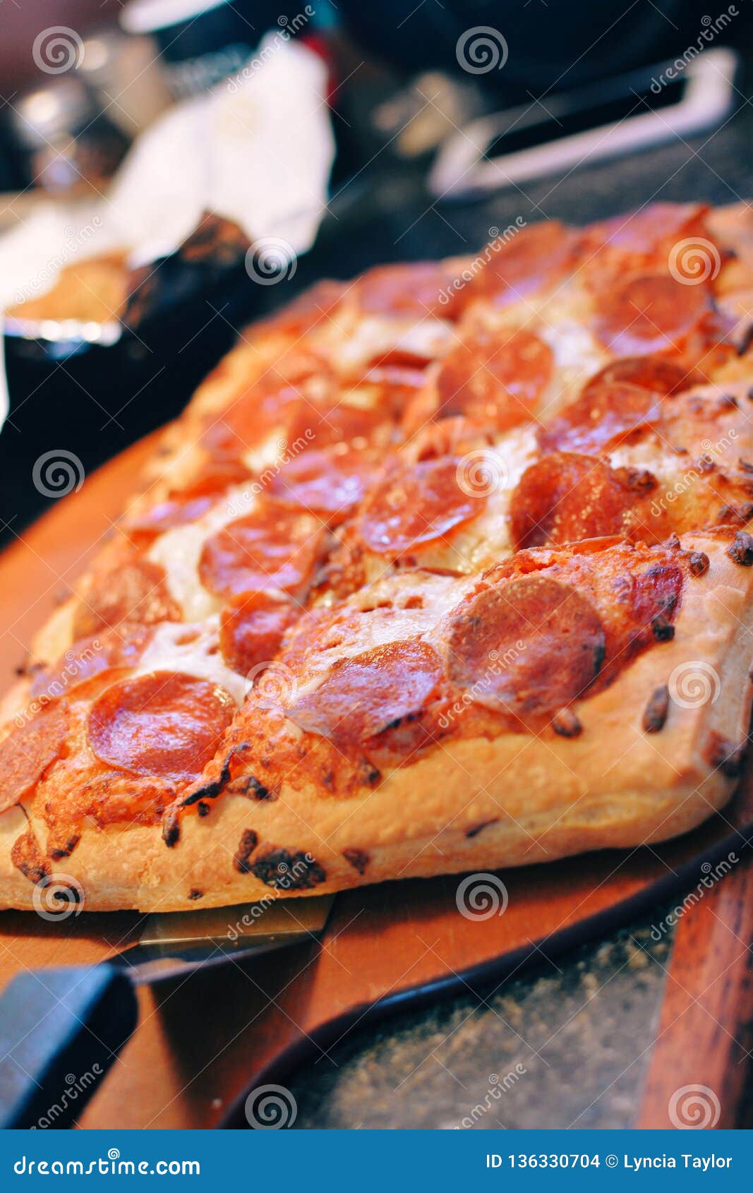 Delicious Pepperoni Pizza stock photo. Image of fresh 136330704
