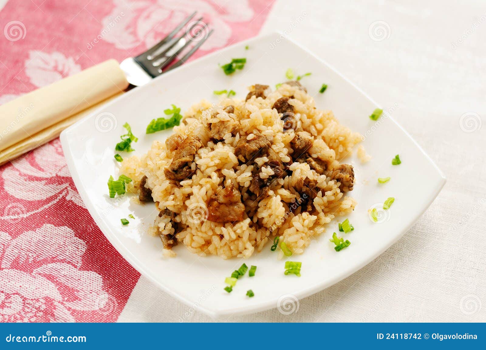 Delicious pilaf with meat stock photo. Image of slices 24118742