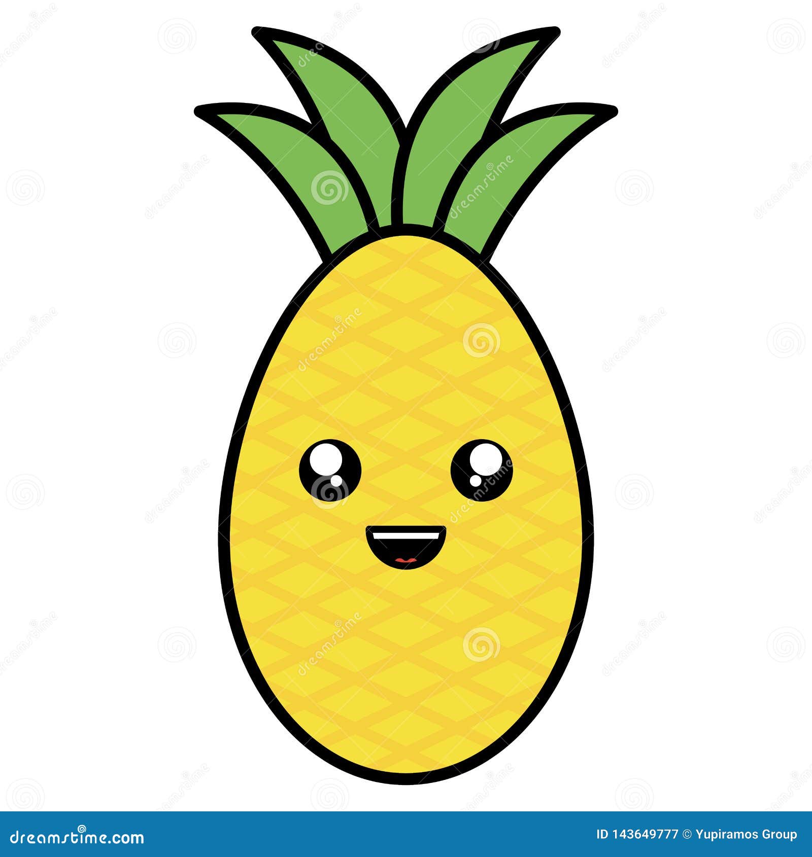 Delicious Pineapple Fruit Kawaii Character Stock Vector - Illustration of delicious, organic ...