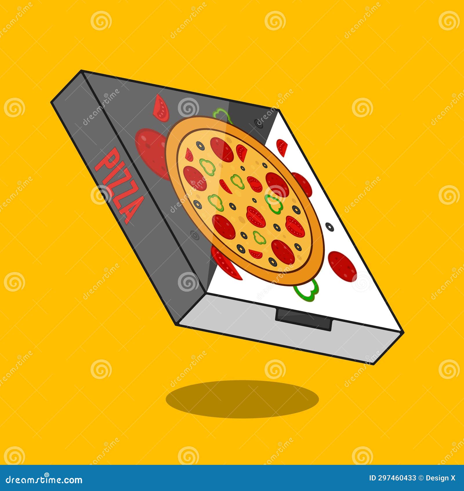 Delicious Pizza Box Order Illustration Vector Stock Vector