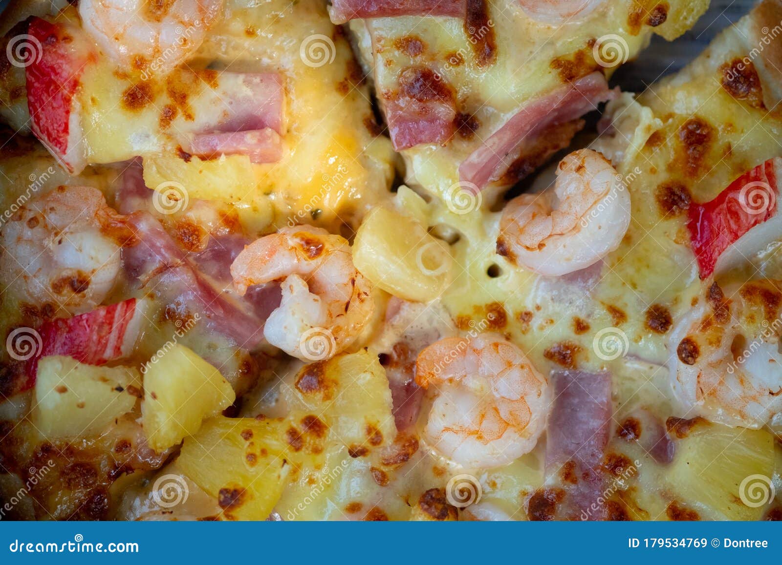 Delicious Pizza with Ham, Shrimp and Crab Stick Stock Image Image of