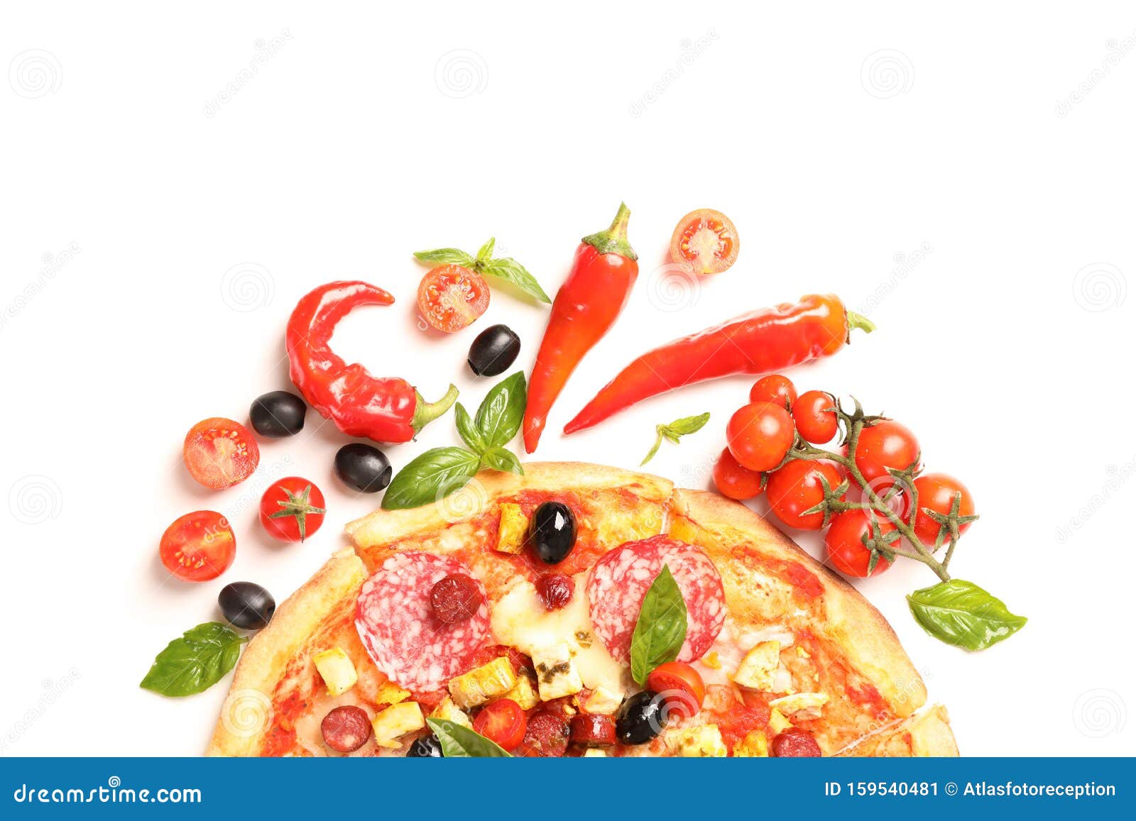 Pizza Siciliana Isolated On White Background Stock Photo 448714750