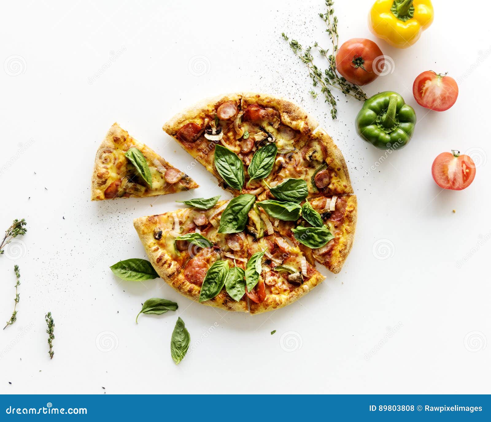 Delicious Pizza Isolated on White Stock Photo Image of piece