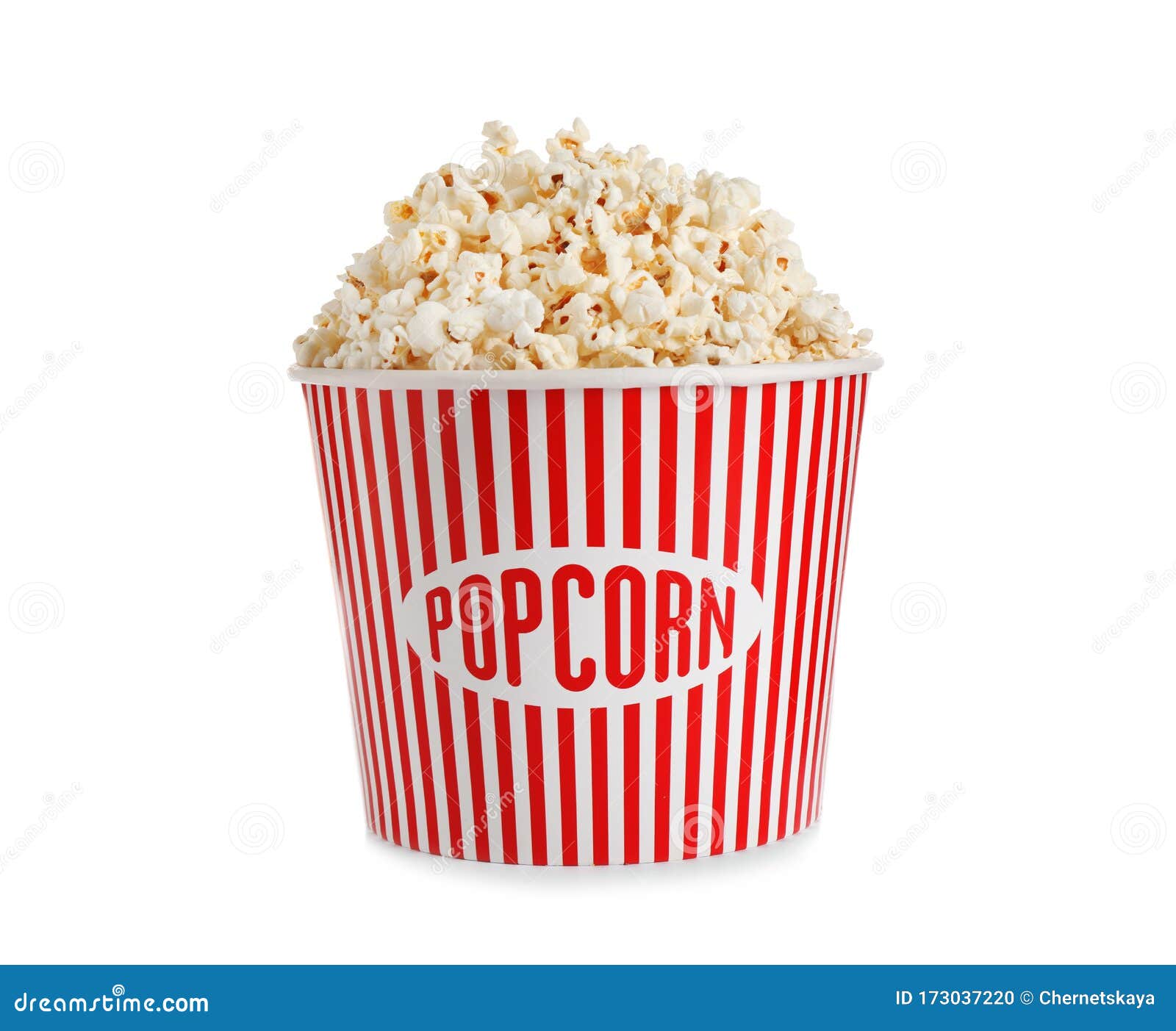 Delicious Popcorn in Paper Bucket Isolated Stock Photo Image of pack, movie 173037220