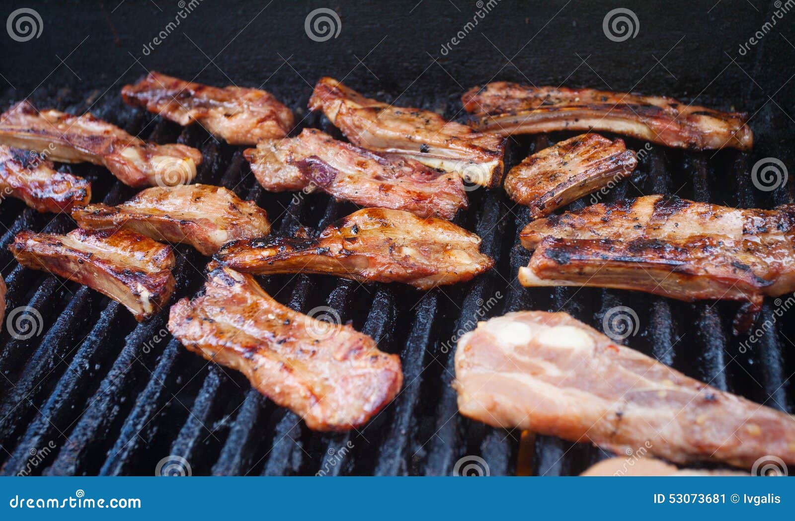 Delicious Pork Ribs on the Grill Stock Image Image of grilling, juicy 53073681