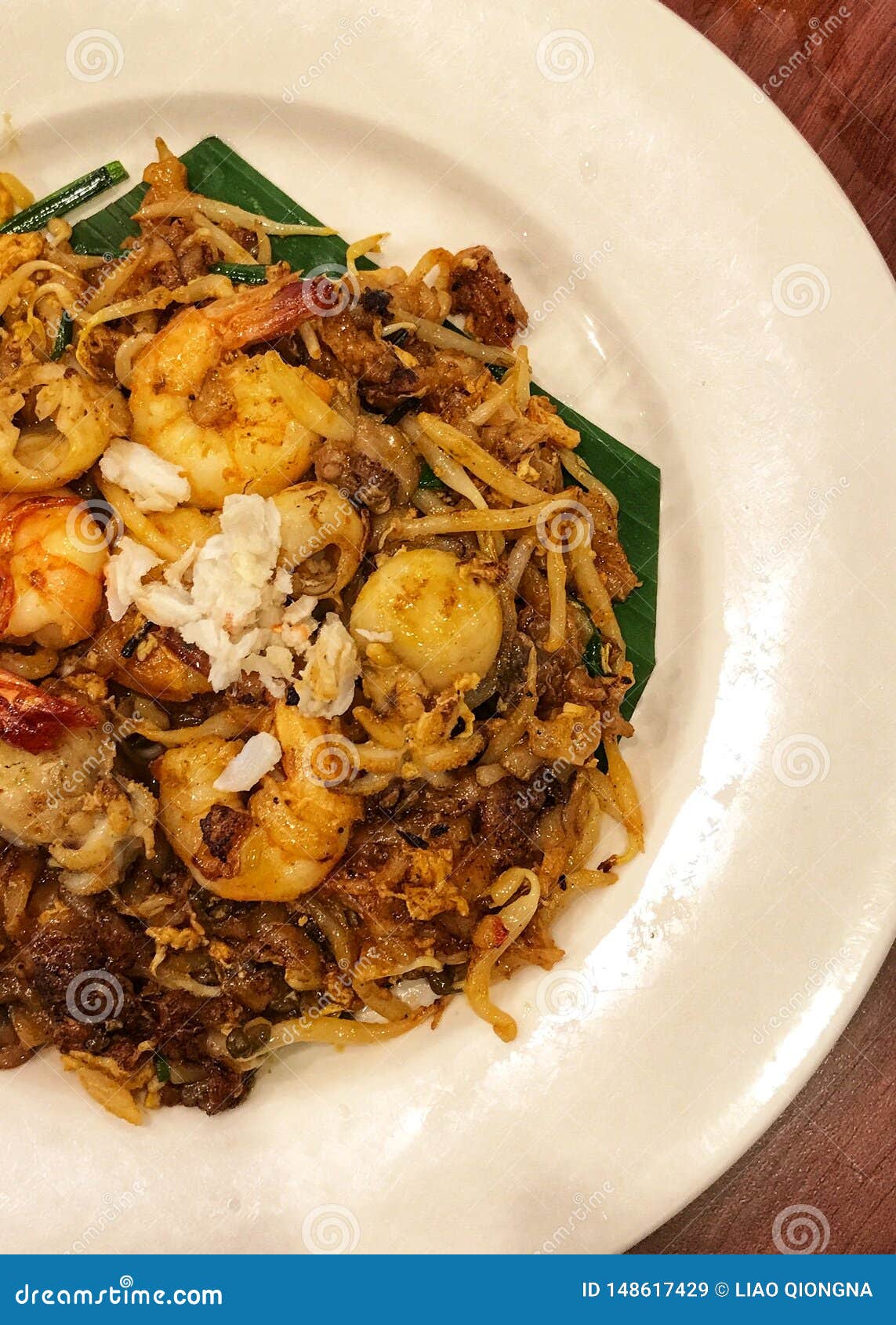 Delicious Prawn Fried Rice Noodles on the Plate Stock Image Image of