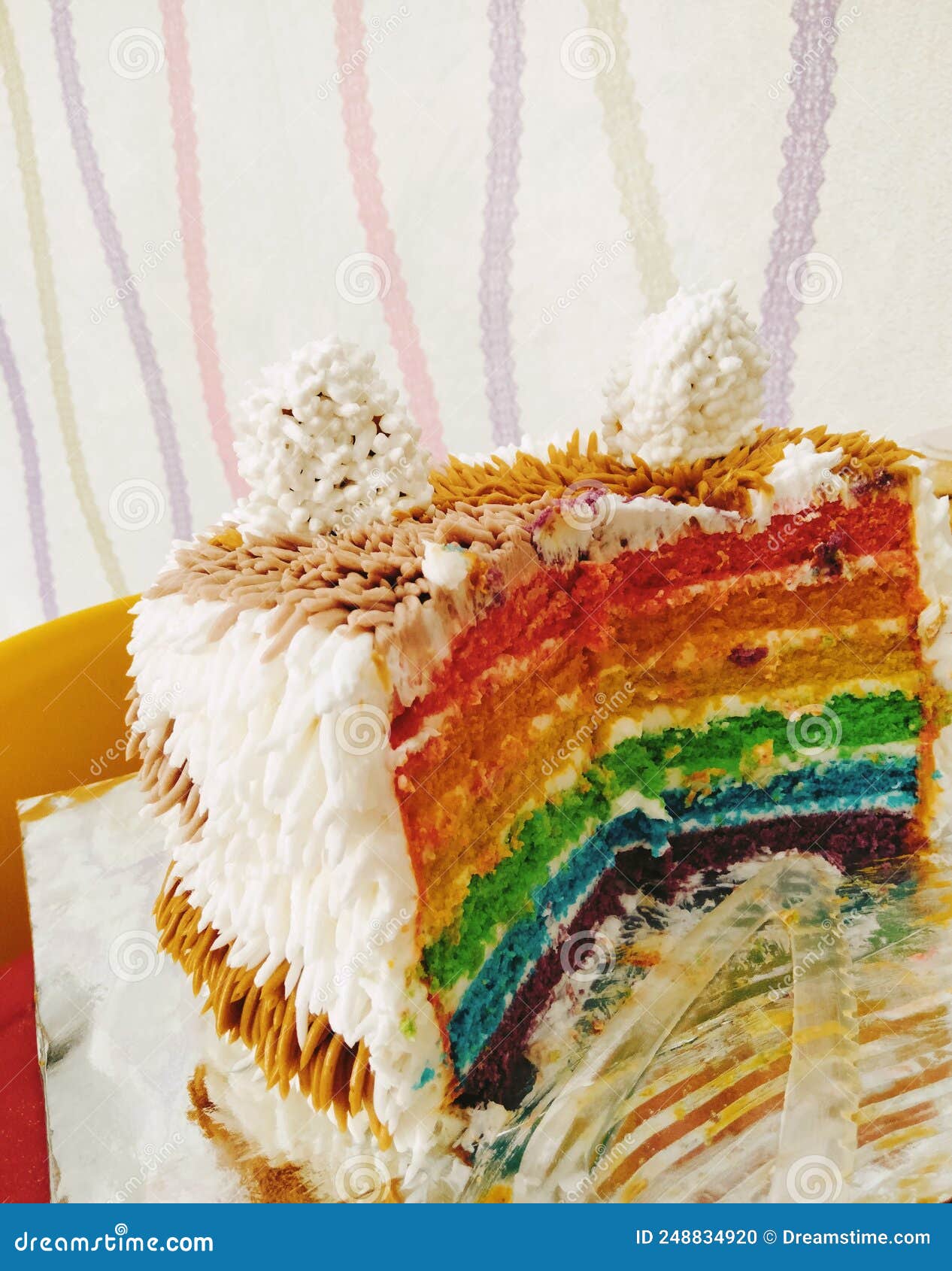 Delicious rainbow cake stock photo. Image of cuisine 248834920
