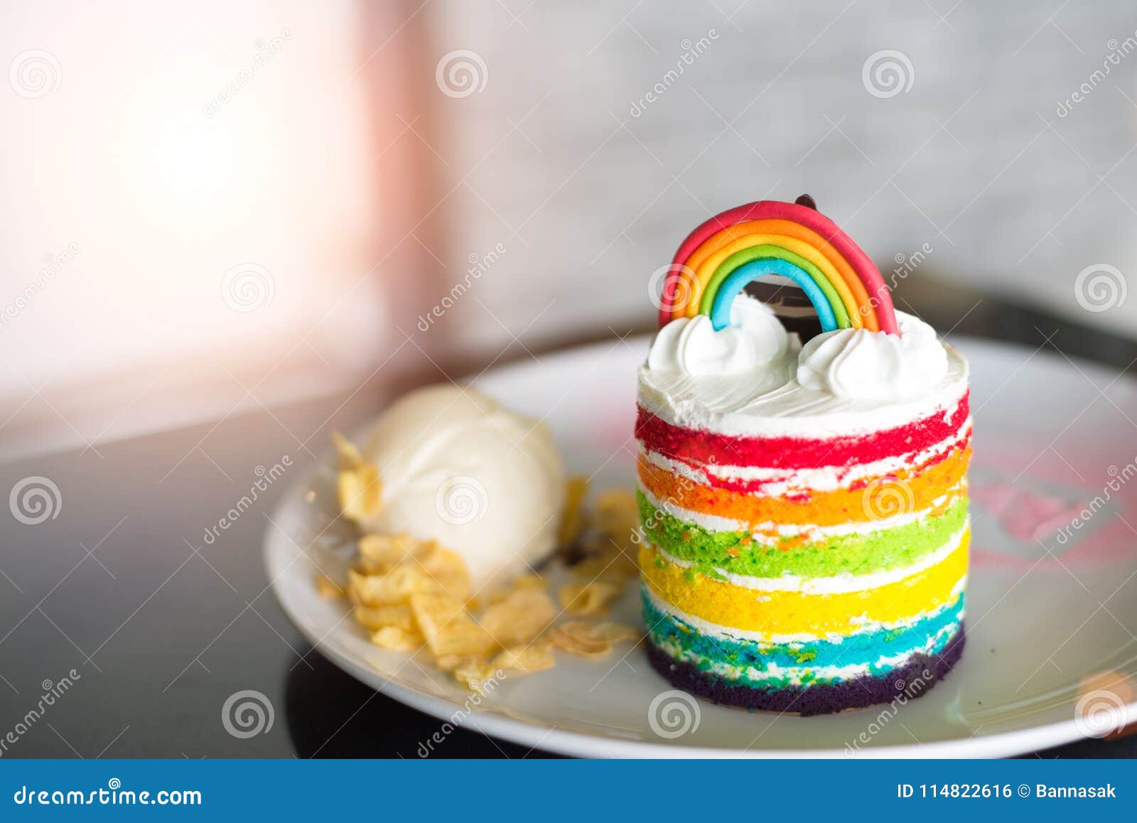 Delicious rainbow cake stock photo. Image of frosting 114822616