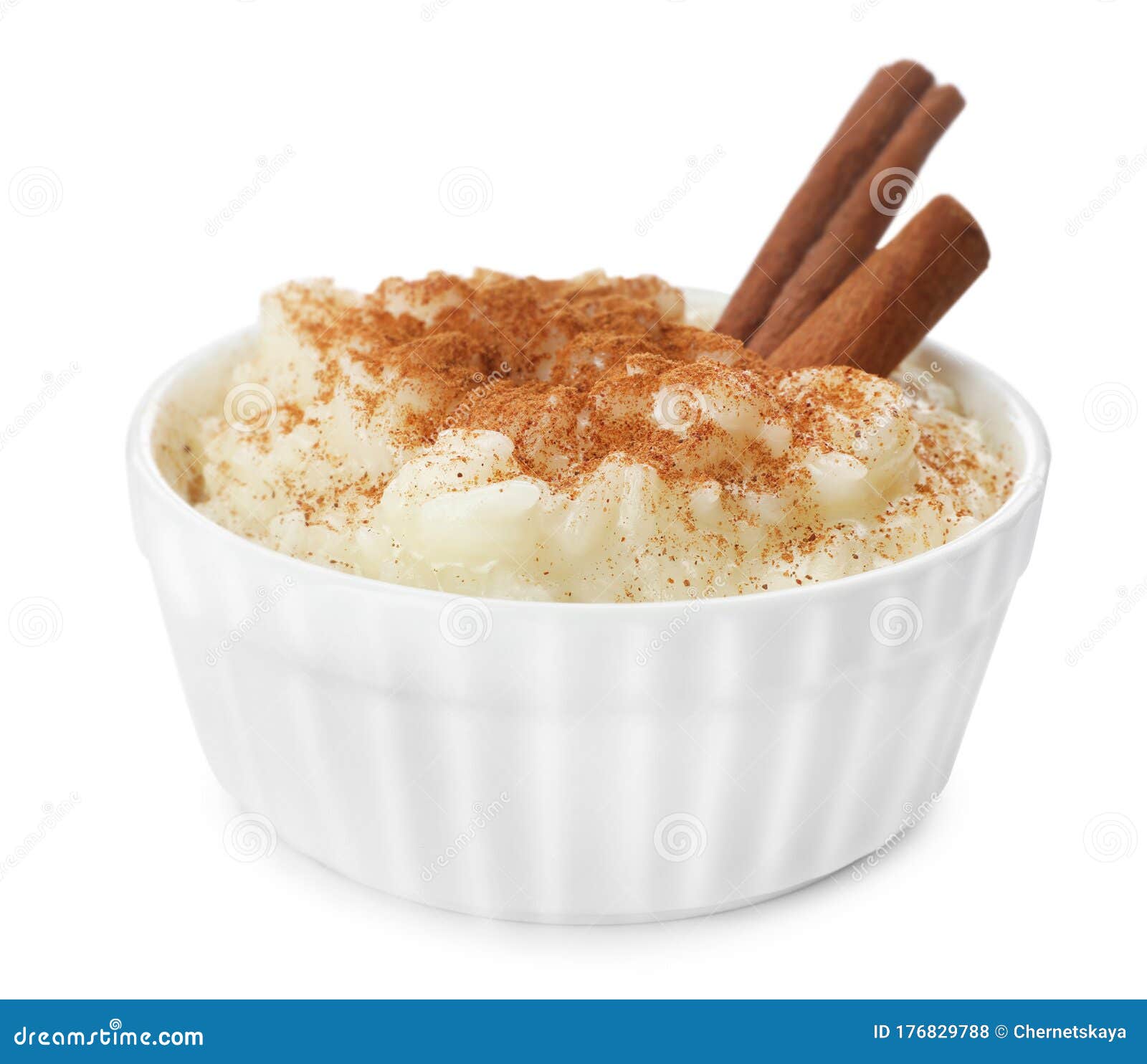 Delicious Rice Pudding with Cinnamon Isolated Stock Photo Image of