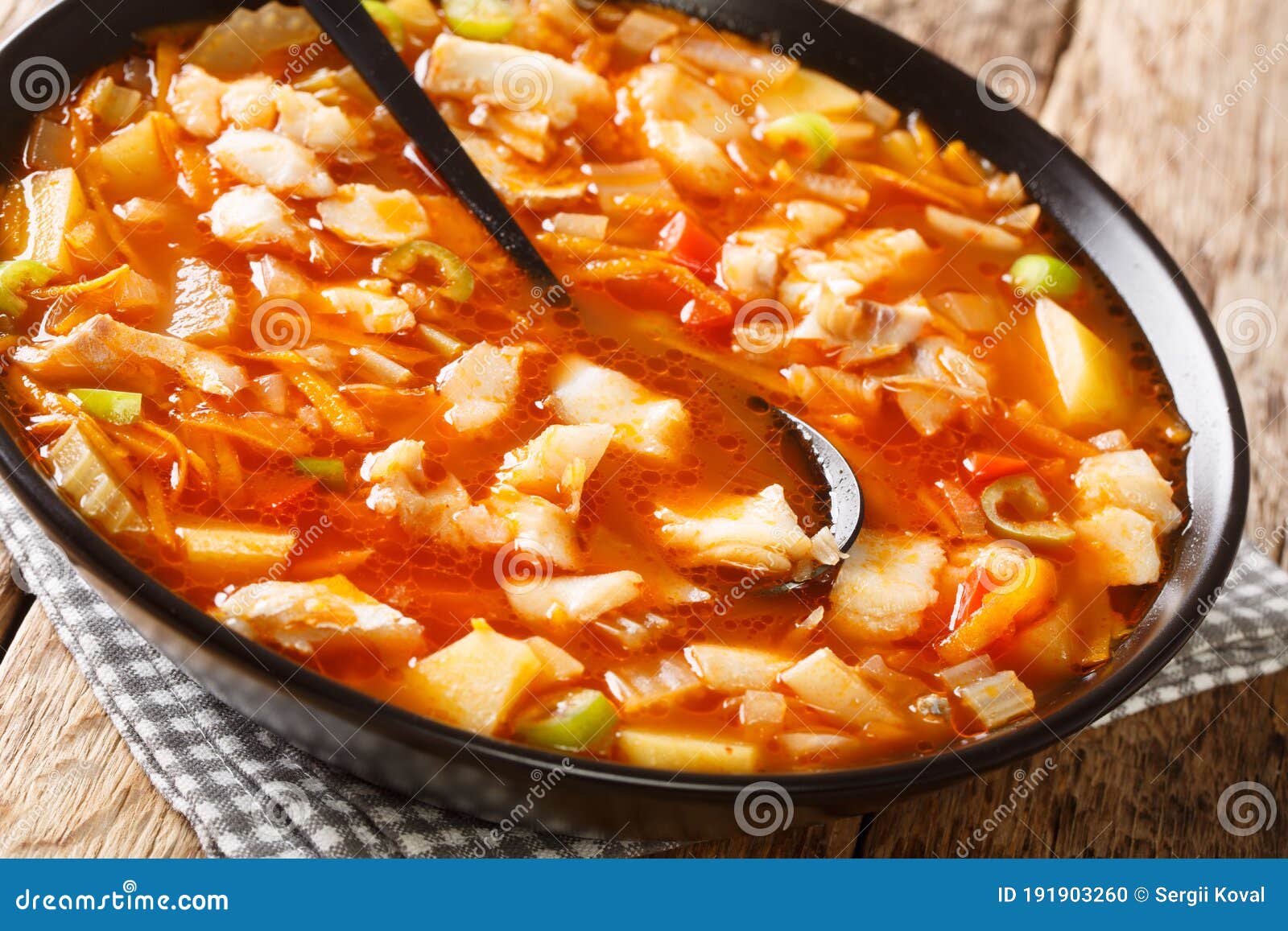 Delicious Robust Tomato Based Fish Bermuda Fish Chowder Closeup in the