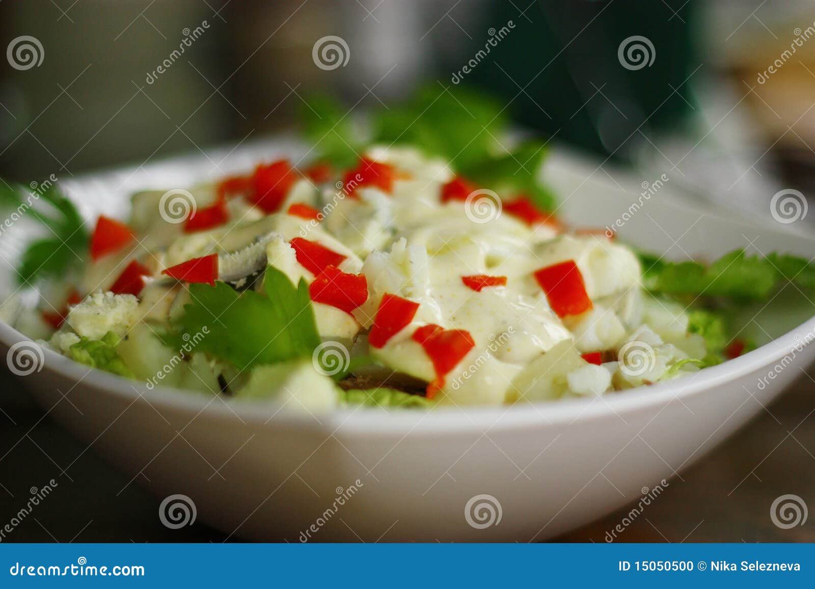 Delicious Salade with Eggs, Parsley and Sauce. Stock Photo Image of cooking, culinary 15050500