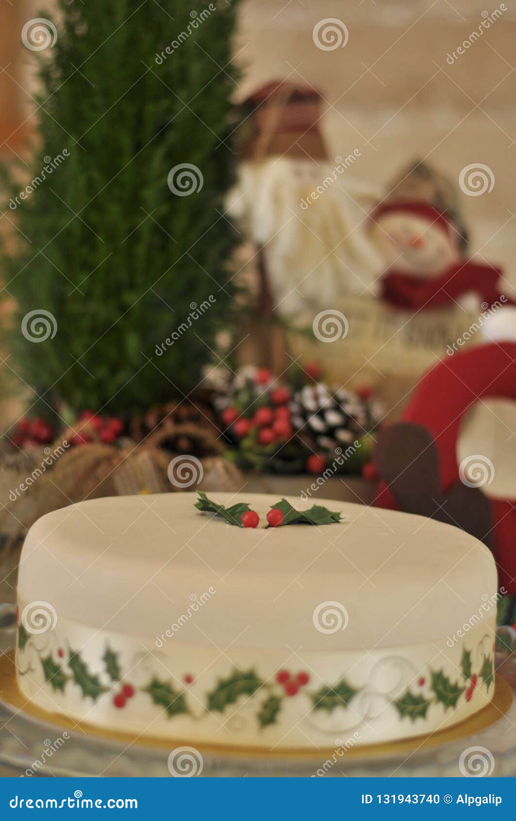 Delicious Special Marzipan Christmas Cake Stock Photo - Image of fresh