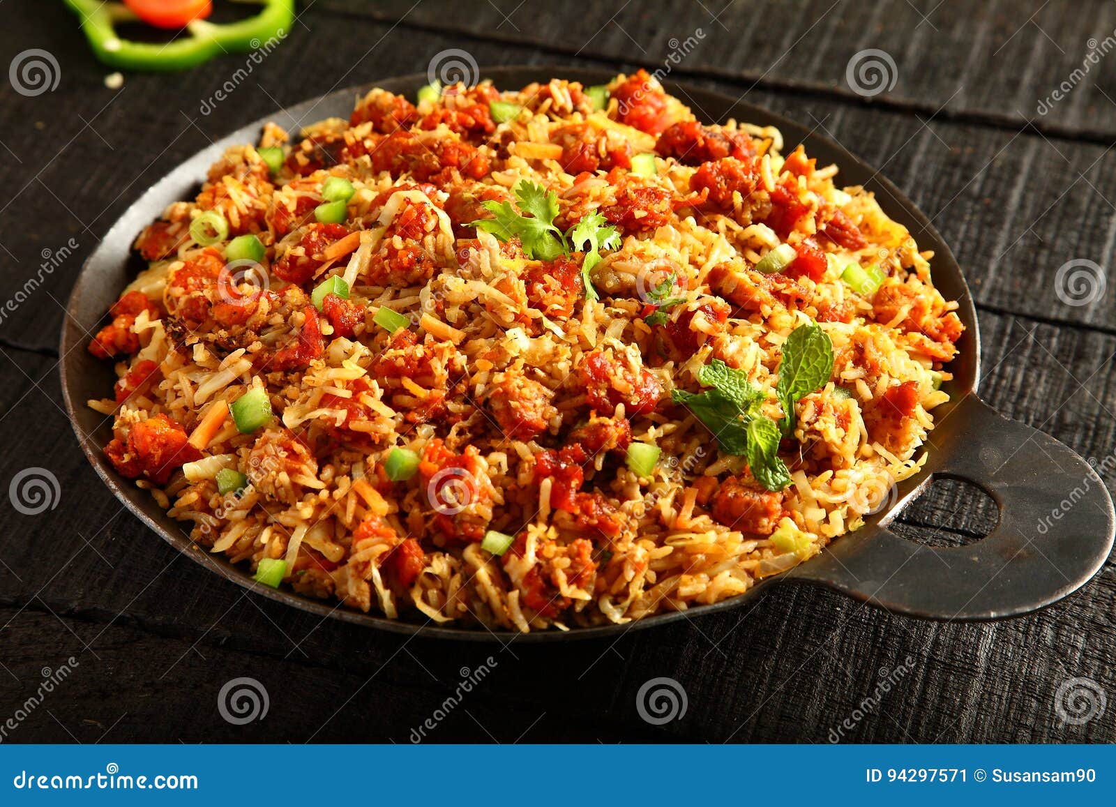 Delicious Spicy Chicken Fried Rice. Stock Image - Image of traditional