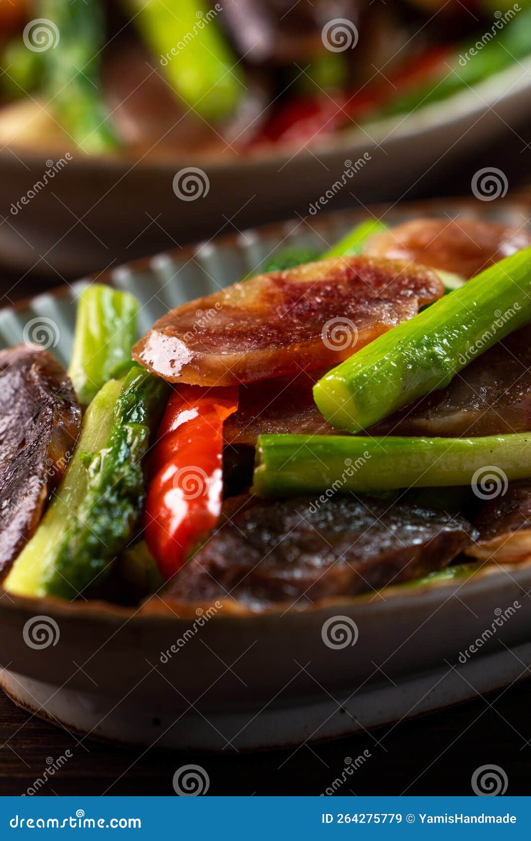 Delicious Spicy Homemade Stir-fried Chinese Smoked Sausage with