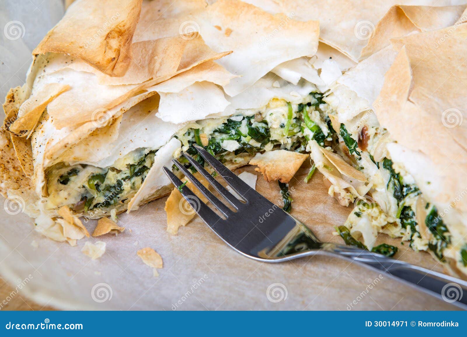 Delicious Spinach and Feta Cheese Pie, with Filo Pastry Stock Image