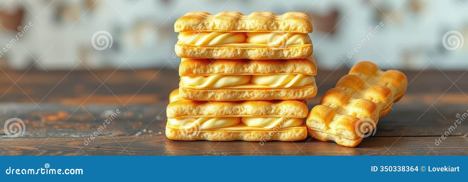 delicious stacked biscuits on a wooden table with a rustic background perfect for a snack or dessert