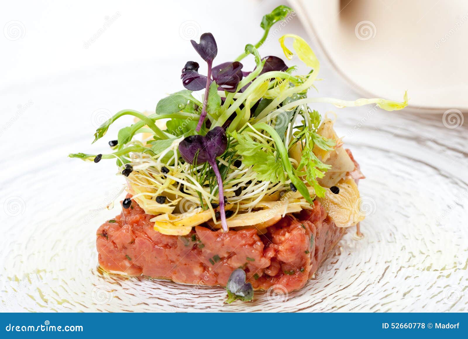 Delicious Starter Veal Tenderloin Fillet Tartar And Garden Salad