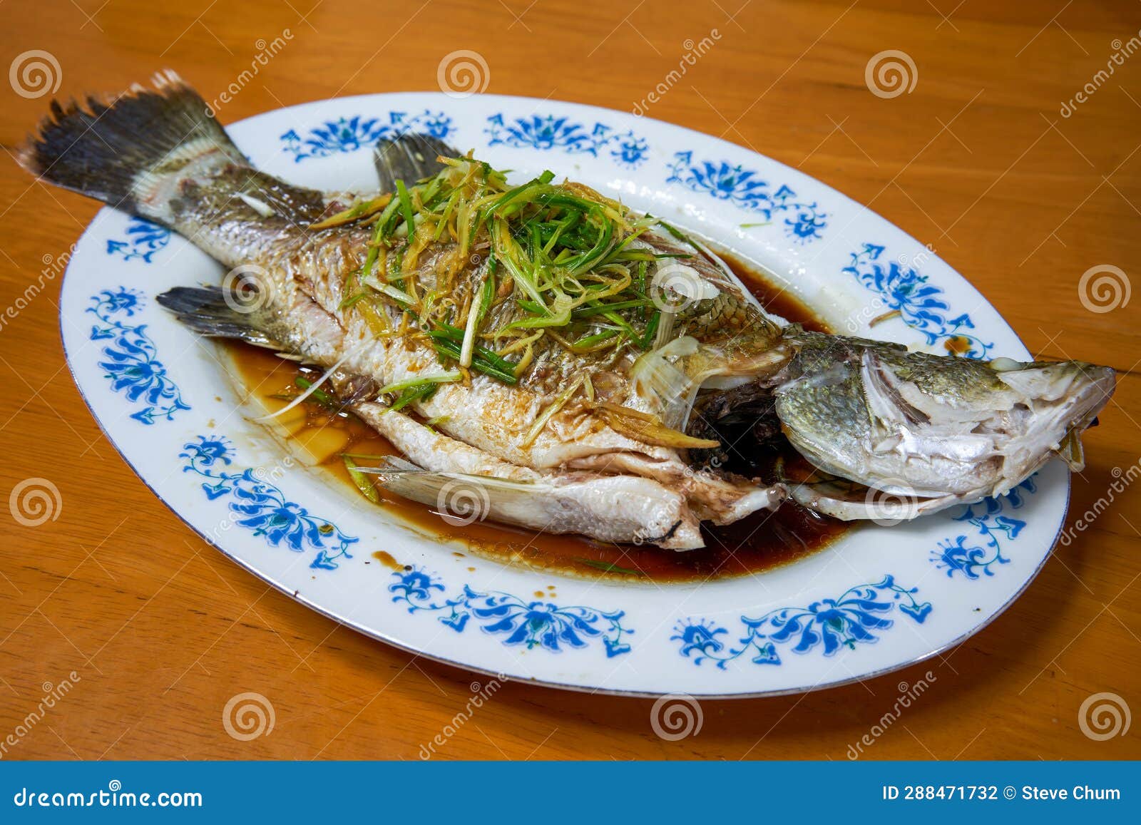 A Delicious Steamed Sea Bass Stock Photo Image of noodle, food 288471732