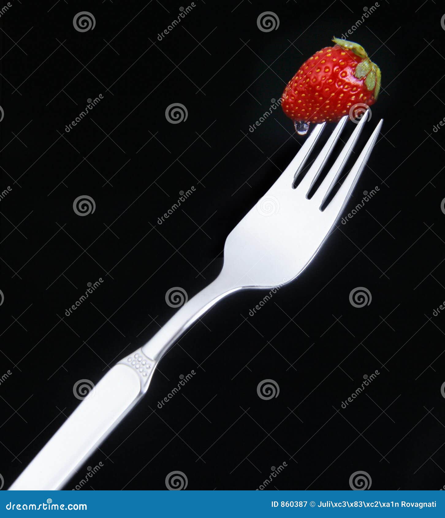 Delicious Strawberry on a Fork Stock Image Image of still, appetizing