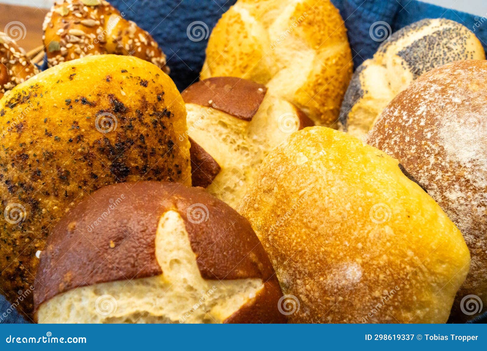 Delicious Swabian Bread Rolls in German Bakery Basket on Display Stock