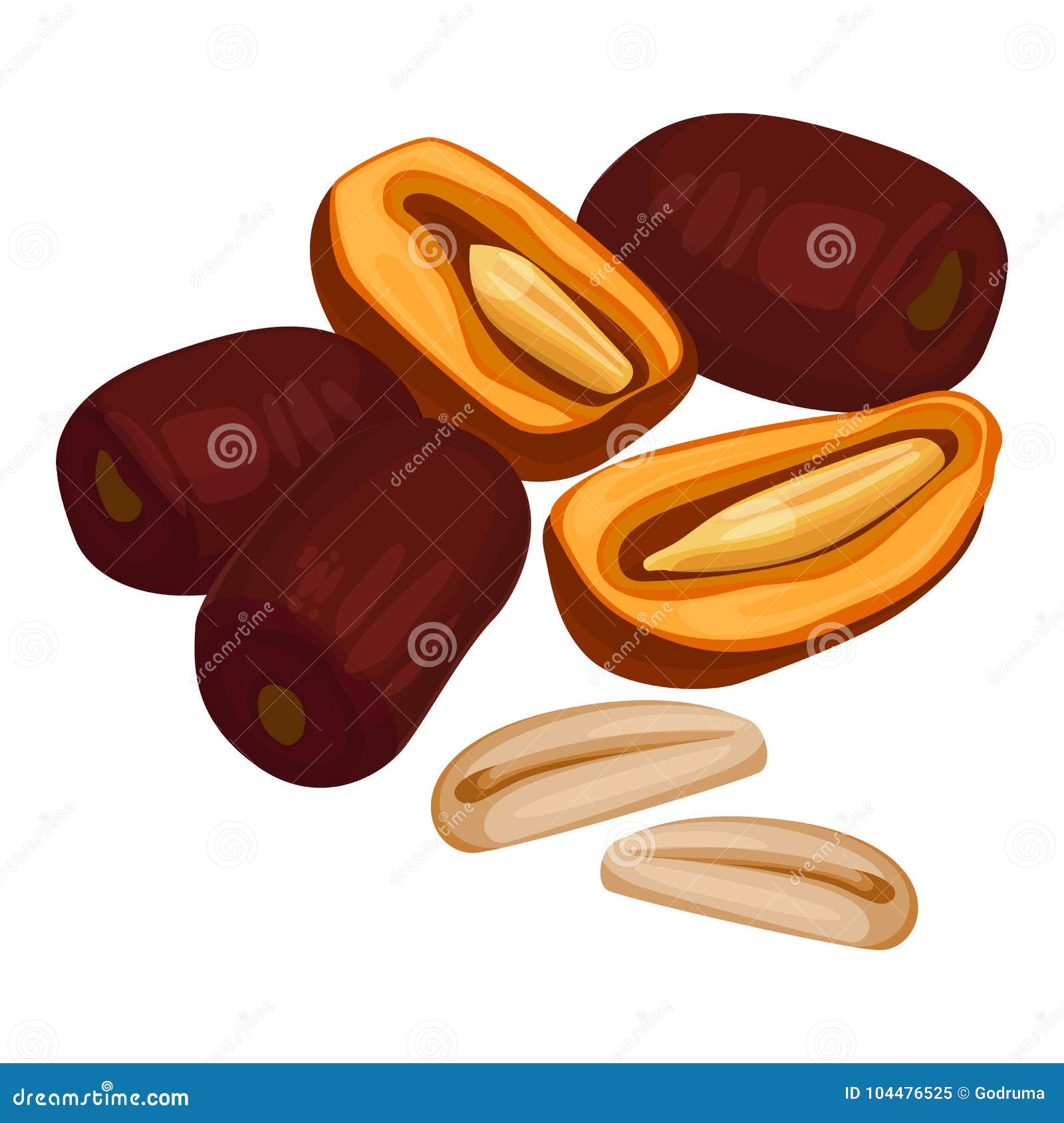 delicious sweet healthy dates fruits with oblong ossicles