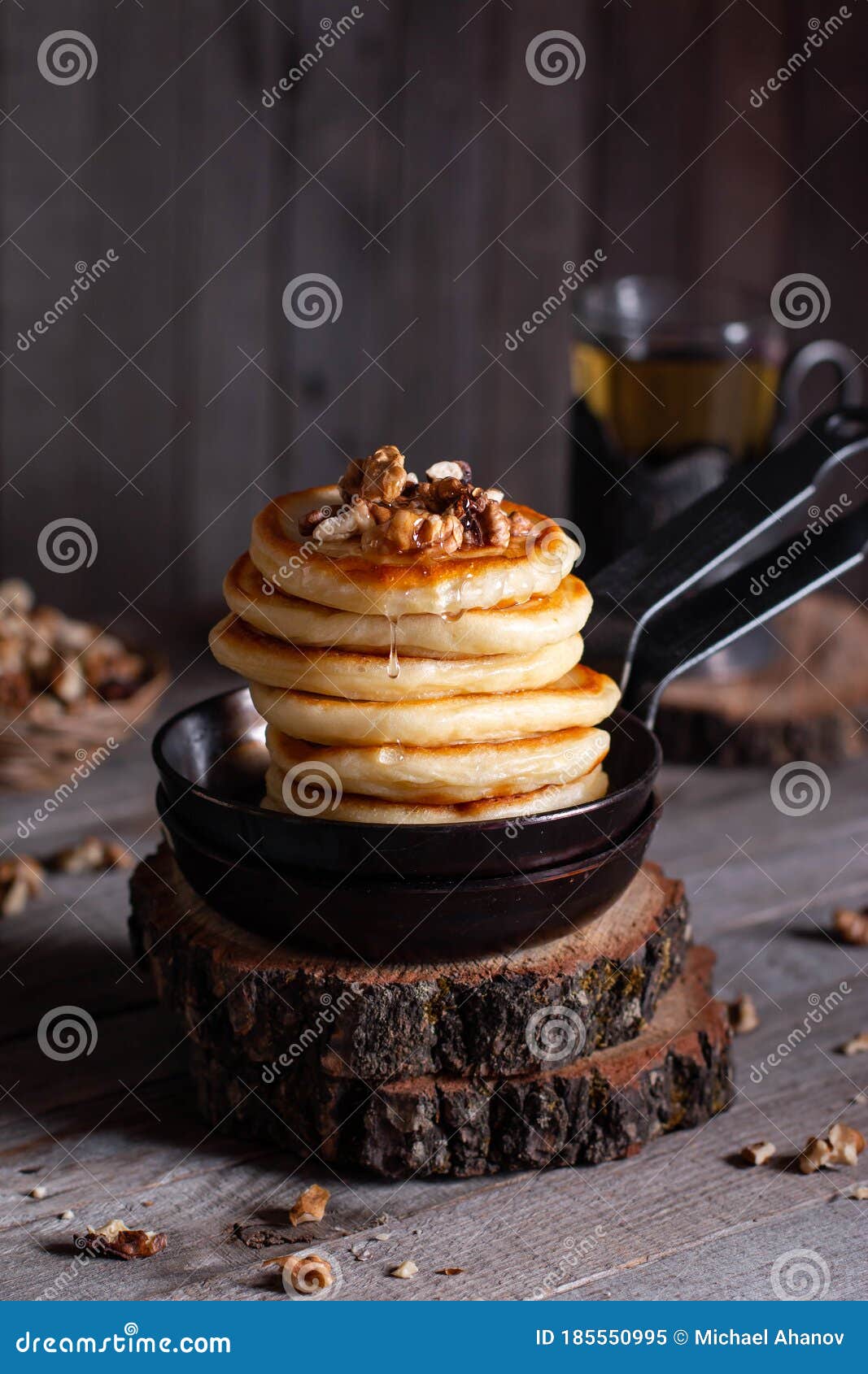 Delicious Sweet Pancakes in a Hot Pan on the Table. Gourmet Breakfast ...