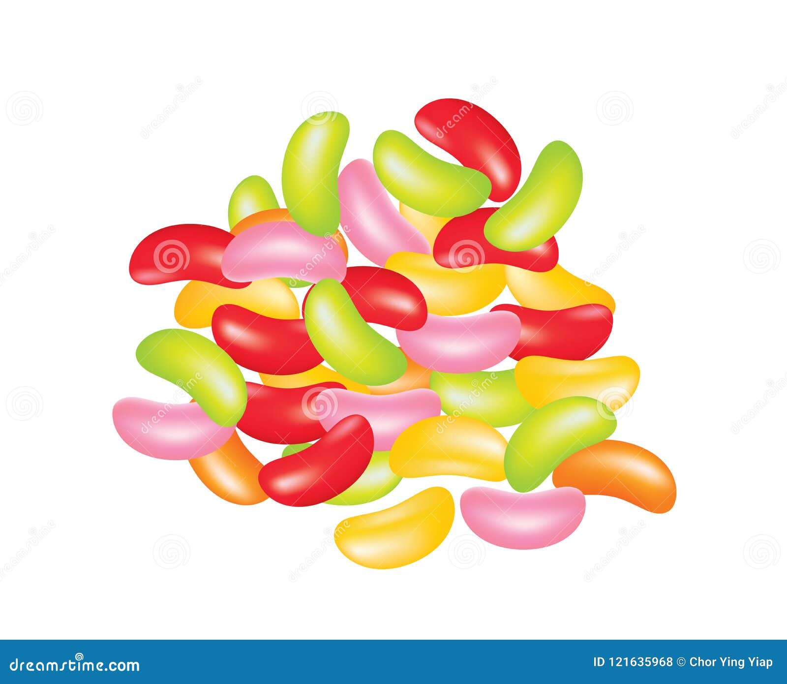 Tasty Colorful Jellybeans on White Background Stock Vector ...