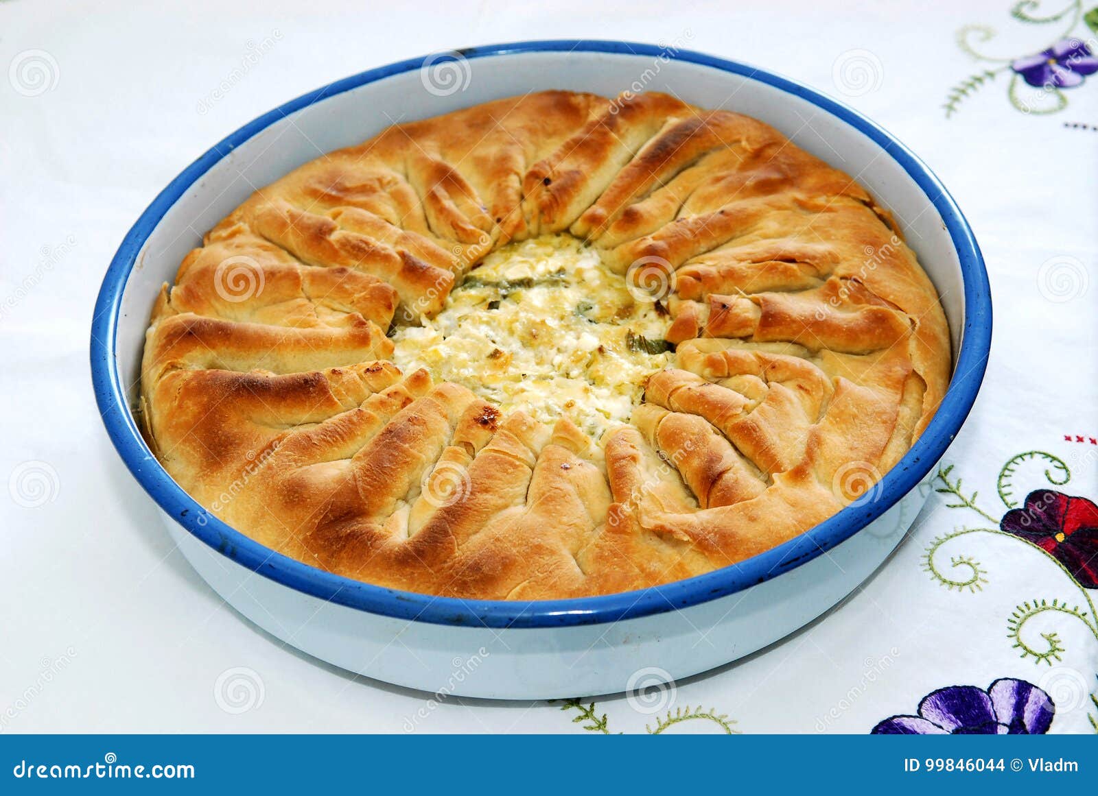 Delicious Traditional Pie with Spinach and Cheese Stock Photo - Image