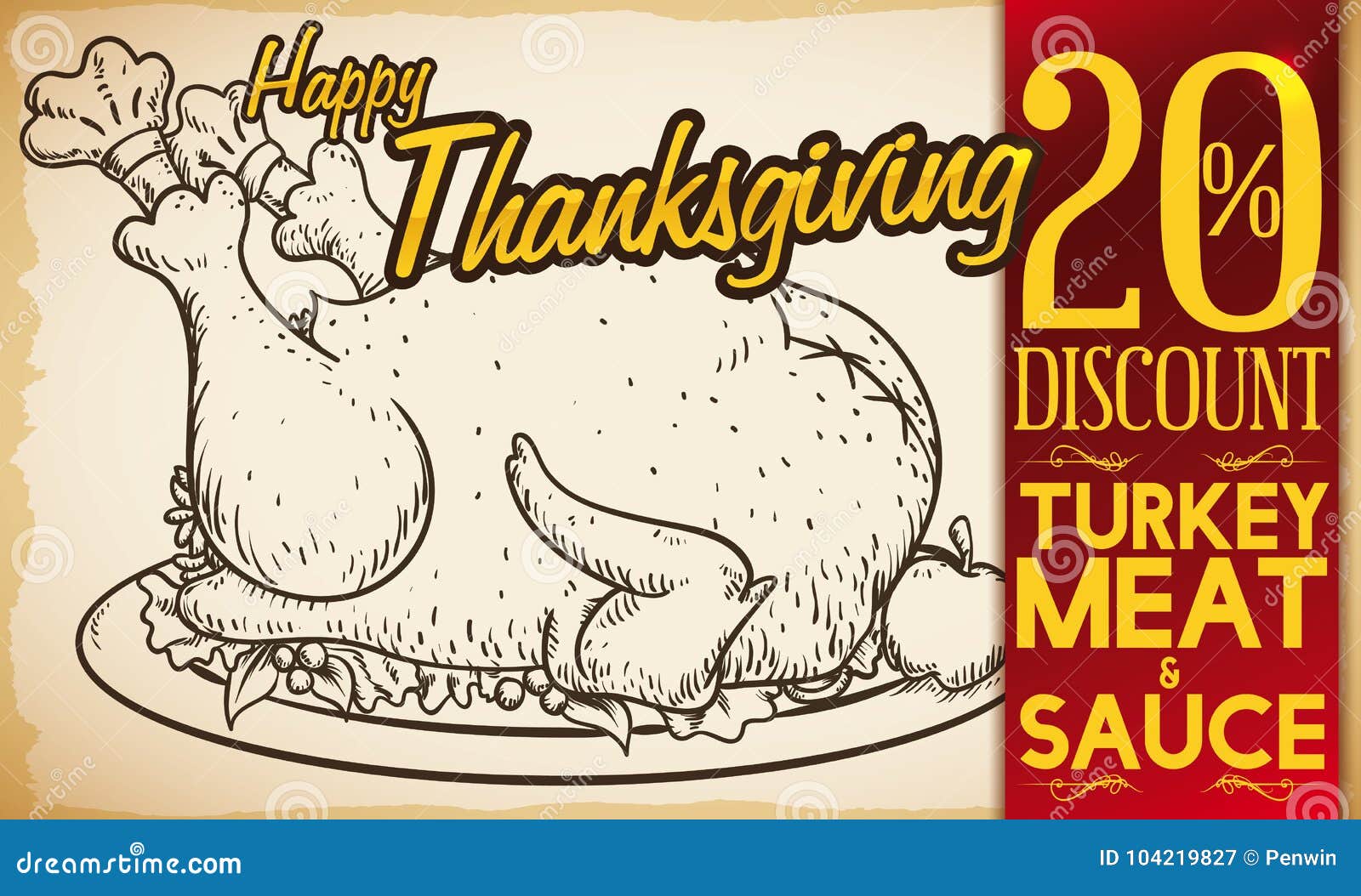 delicious turkey meat and sauces with special discount in thanksgiving,  