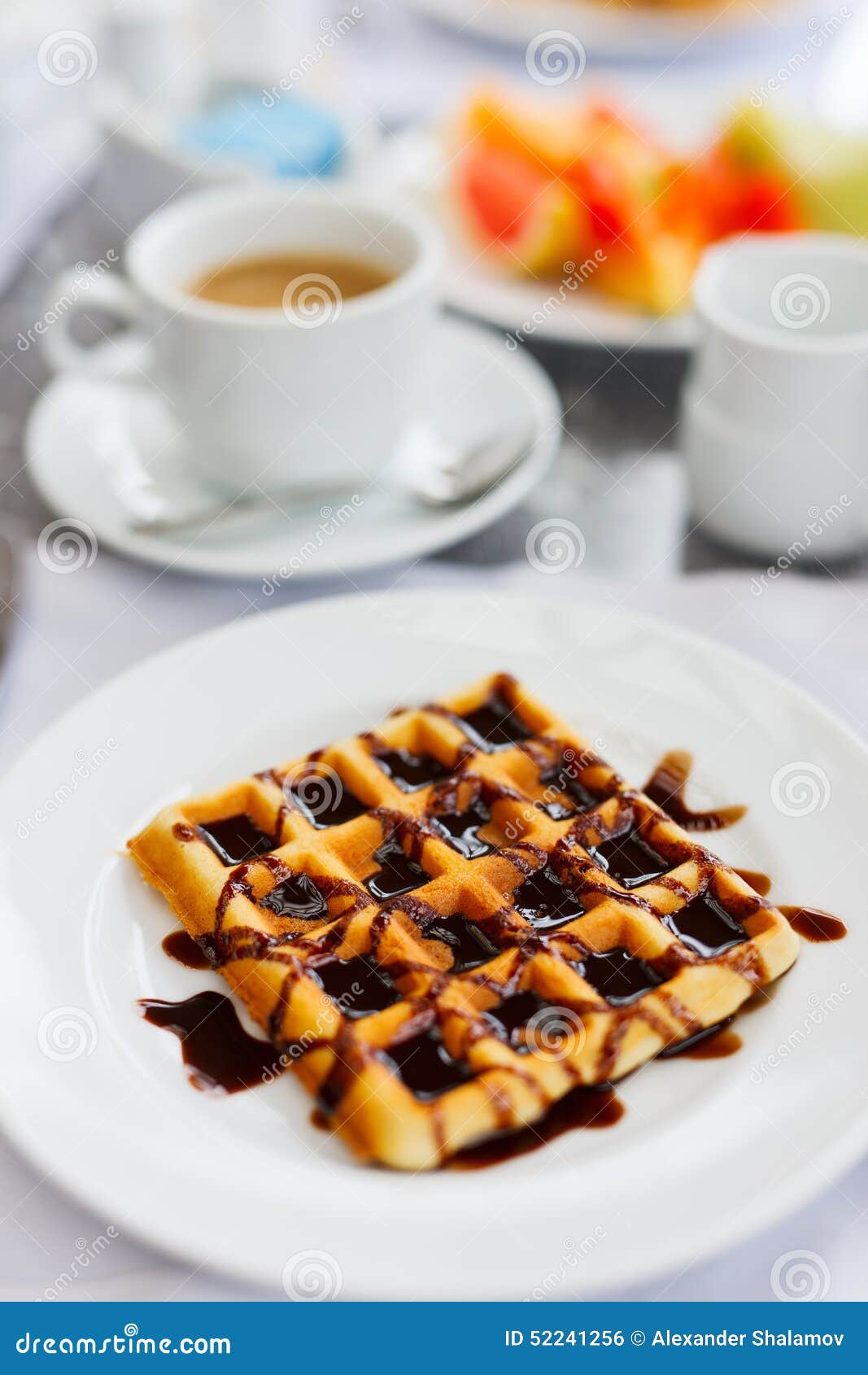Delicious Waffles with Coffee Stock Photo Image of breakfast, plate 52241256