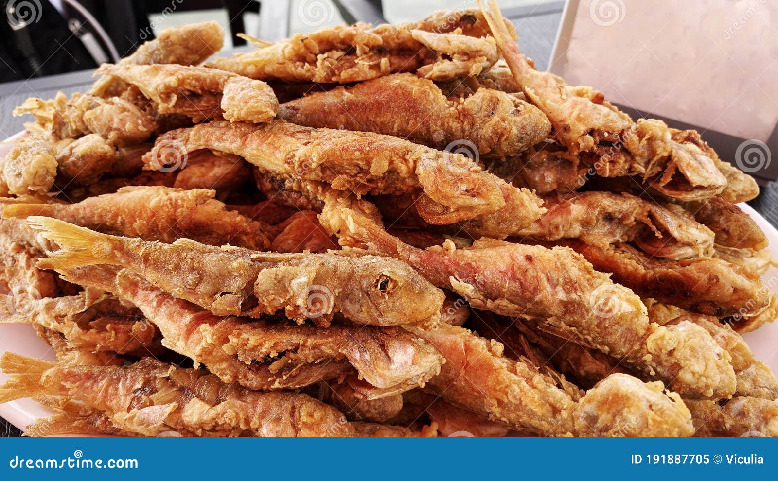 Deliciously Fried Red Mullet Fish on a Plate Stock Image Image of