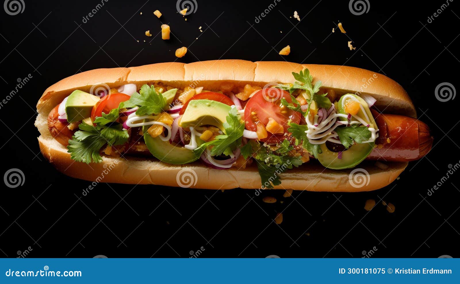 completo: chilean loaded hot dog with avocado, tomato, and more