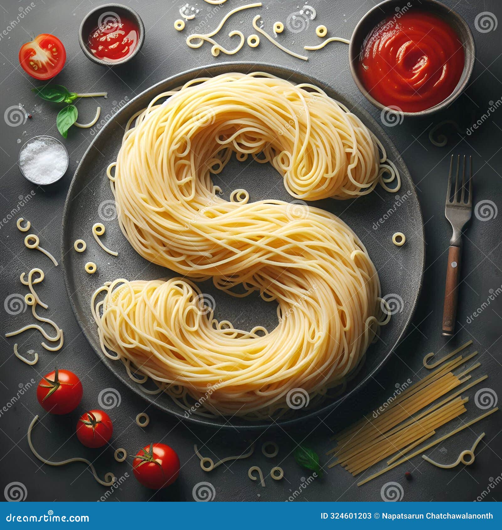 unique s-d spaghetti served with rich tomato sauce, generative ai.