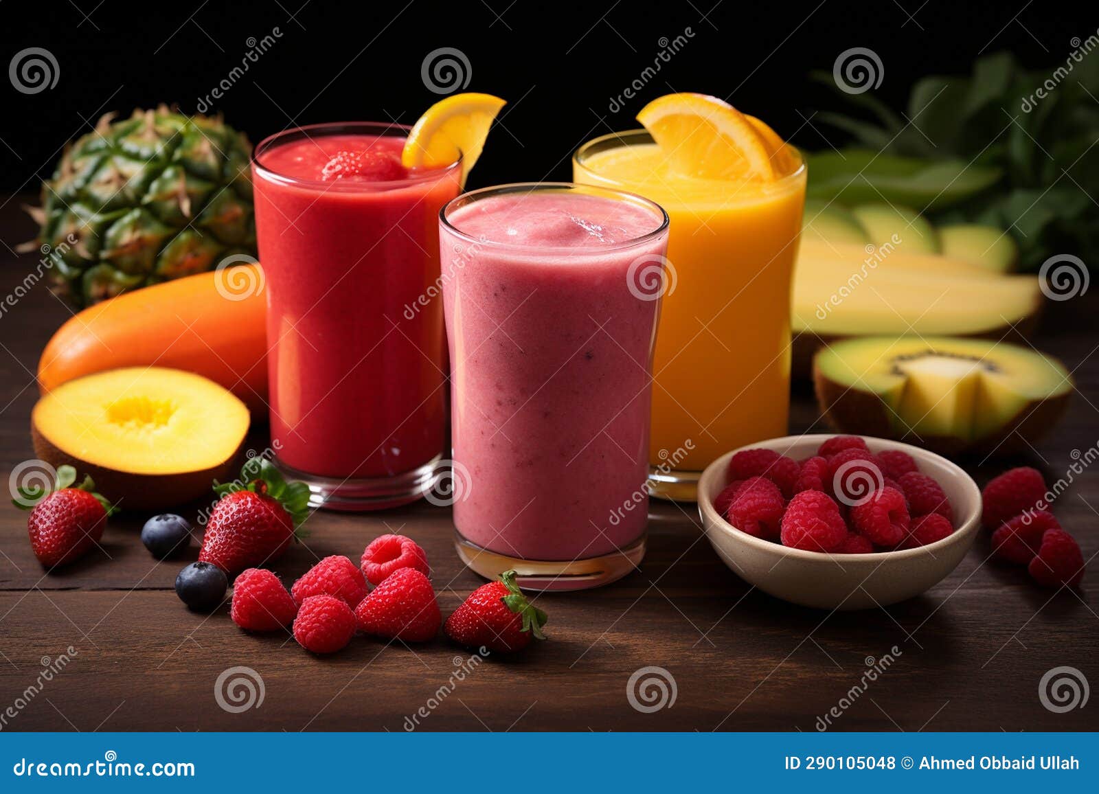 The Delight of Natural Fruit Juice. Generative by Ai Stock Illustration