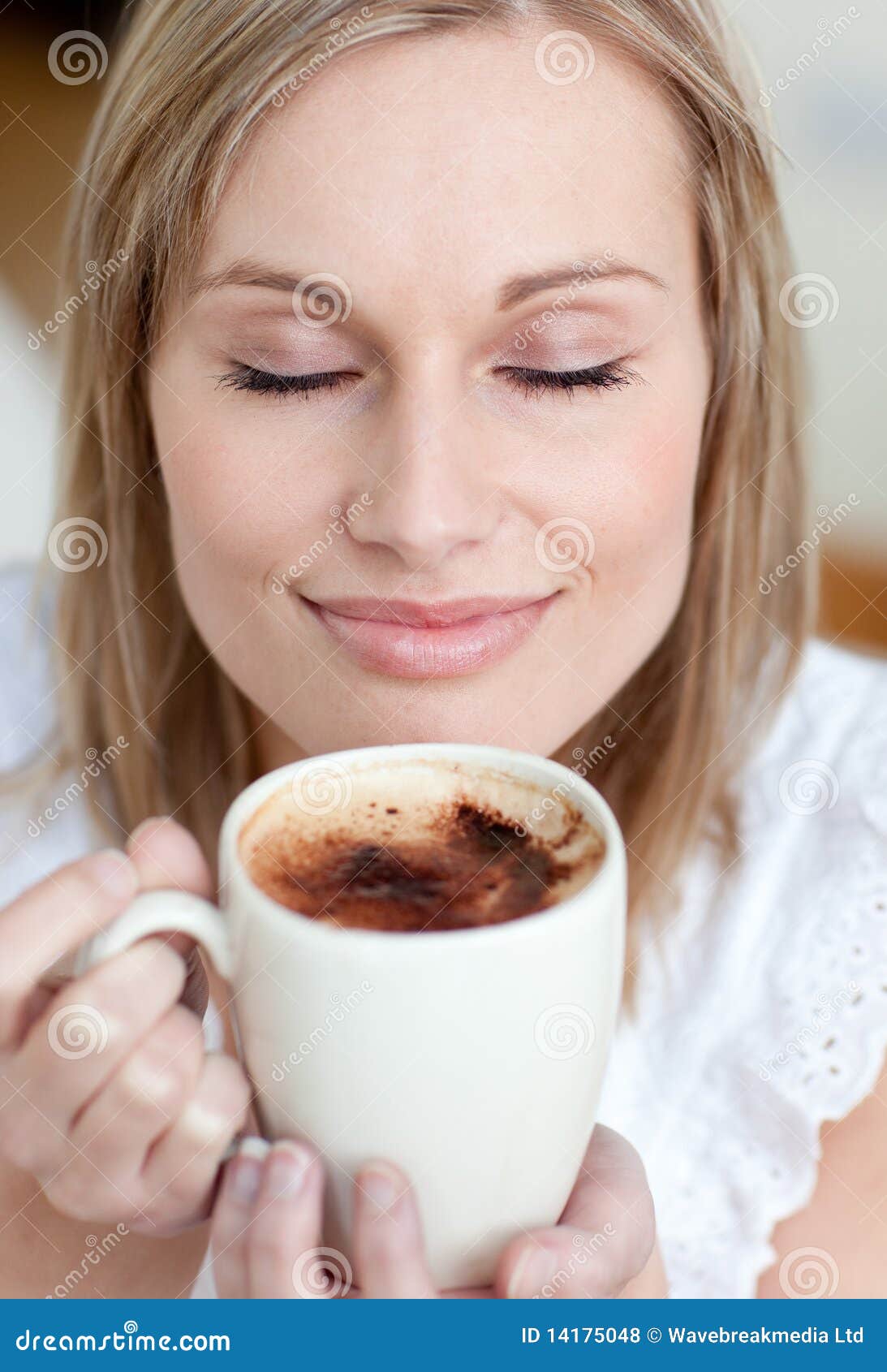 Delighted Woman Drinking a Coffee Stock Photo Image of healthy