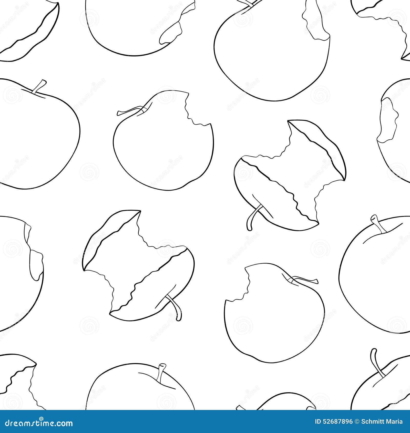 Delightful Garden - Seamless Pattern of a Lot of Bitten Apple Stock ...